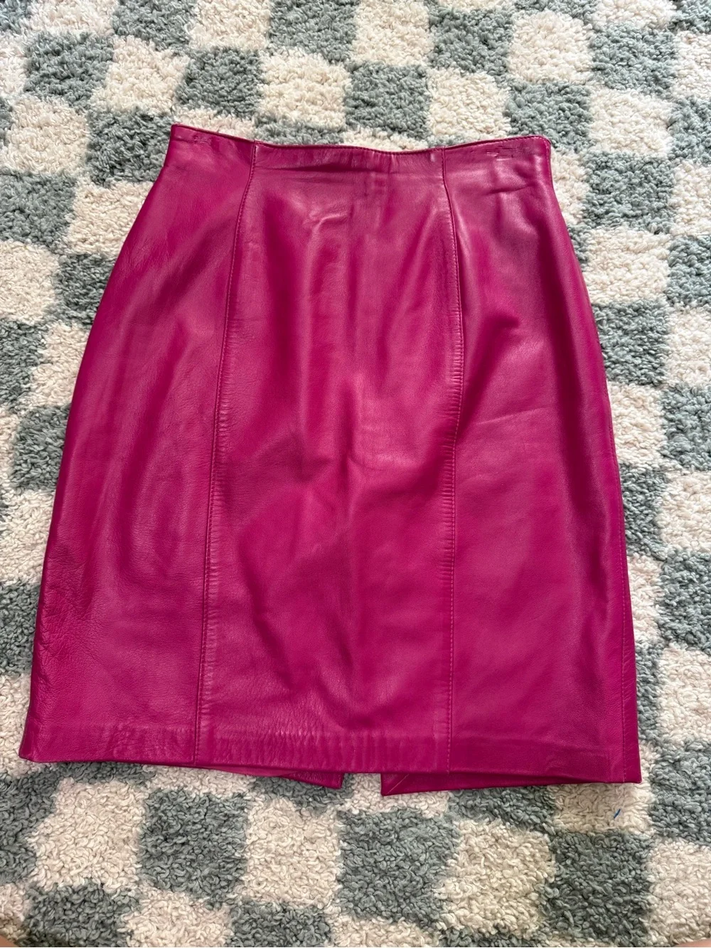 Evan Davies 100% leather magenta pink skirt Barbie feminine biker Pink Ladies 10